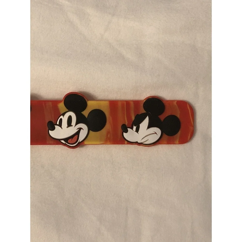 NEW Disney Parks Mickey Mouse Red & Yellow Slap‎ Bracelet Many Faces of Mickey